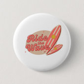 Bruin Roze  Ride de Wave Button (Voorkant)