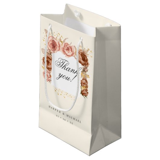 bruin rozen bruiloft bedankt kleine cadeautas (Voorkant Gekanteld)