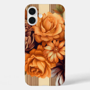 BRUIN RUITPATROON MET HERFSTASTERBLOEMEN iPhone 16 PLUS HOESJE