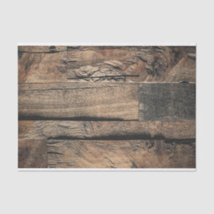Bruin Rustic Old Wood Board Wedding Party Tissuepapier