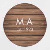 Bruin rustiek boho naam toevoegen letter jaar datu labels (Design 2)