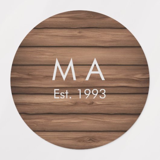 Bruin rustiek boho naam toevoegen letter jaar datu labels (Design 1)