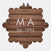 Bruin rustiek boho naam toevoegen letter jaar datu ornament kaart (Achterkant)