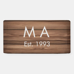 Bruin rustiek boho naam toevoegen letter jaar datu spandoek