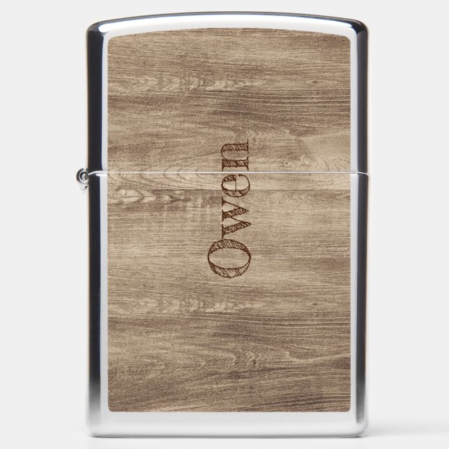 Bruin Rustiek Hout met Naam (Voorkant)