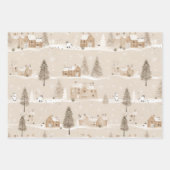 Bruin Rustiek Kerstmis Winter Village Inpakpapier Vel (Voorkant 2)