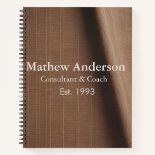 Bruin rustiek linnen beige  bedrukt voeg naam toe notitieboek