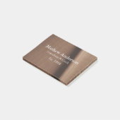 Bruin rustiek linnen beige  bedrukt voeg naam toe post-it® notes (Schuin)