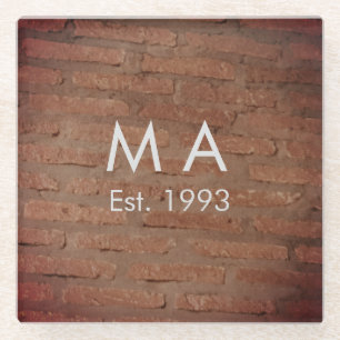 Bruin rustieke baksteen voeg naam letter jaardatum glazen onderzetter