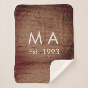 Bruin rustieke baksteen voeg naam letter jaardatum sherpa deken