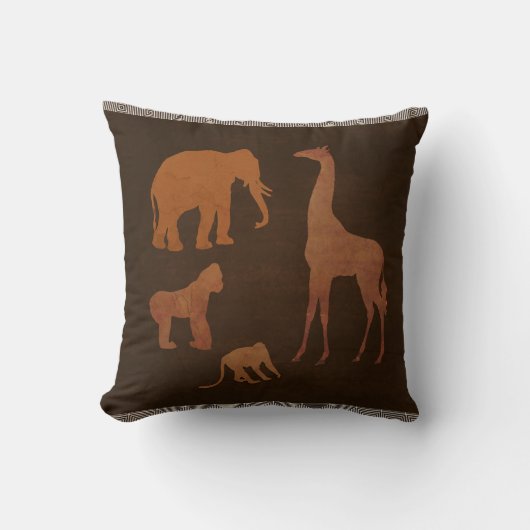 Bruin Safari Oerwoud dierentuin gepersonaliseerd Kussen (Voorkant)