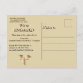 Bruin Satijn & Sparkling Flower Verloving Uitnodiging Briefkaart (Achterkant)