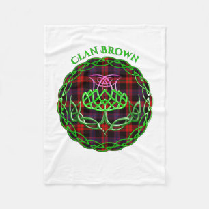 Bruin Schotse Tartan Celtic Thistle Fleece Deken
