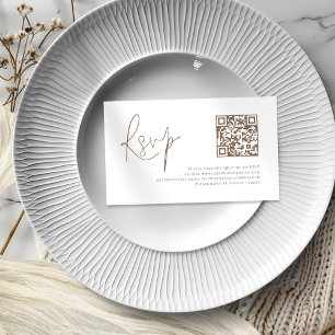 Bruin Script QR Code Bruiloft RSVP Informatiekaartje