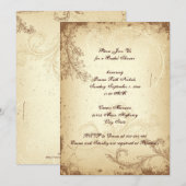 bruin scrollblad beige vrijgezellenfeest kaart (Voorkant / Achterkant)