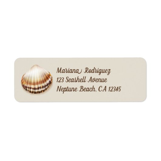 Bruin Seashell Return Address Labels (Voorkant)