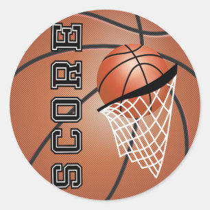 Bruin Sinaasappel Basketbal Ronde Sticker