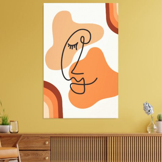 Bruin, Sinaasappel en Rood Vette Abstracte Illustr Canvas Afdruk (Insitu (Woonkamer))