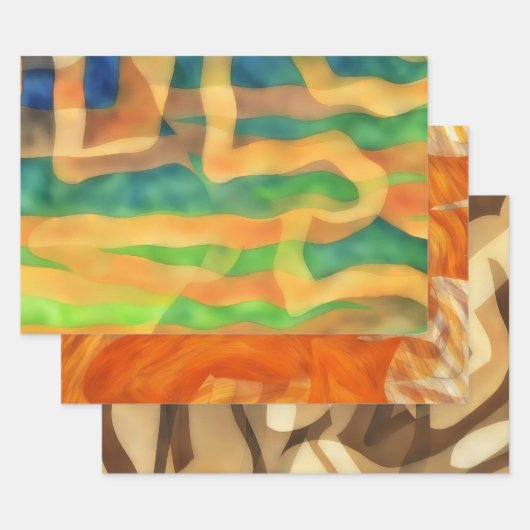 Bruin, Sinaasappel en Tans Art Wrapping Craft Pape Inpakpapier Vel (Set)