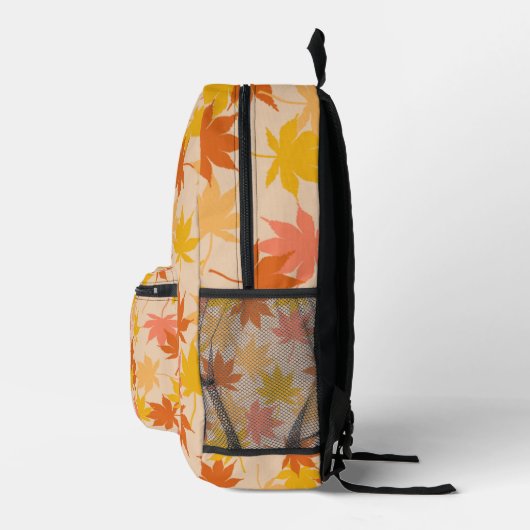 Bruin Sinaasappel herfst bloemblaadjes Y2K patroon Bedrukte Rugzak (Rechts)