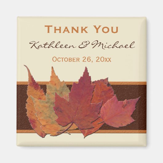 Bruin Sinaasappel Ivoor Gedroogde bladeren Bruilof Magneet (Voorkant)