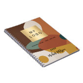 Bruin sinaasappel retro patroonbedrijf logo notitieboek (Rechterzijde)