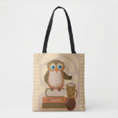 Bruin Sinaasappel Uil Leraar Canvas tas (Voorkant)