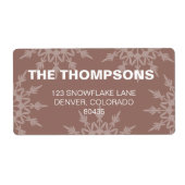 Bruin Snowflakes vakantielabel Etiket (Voorkant)