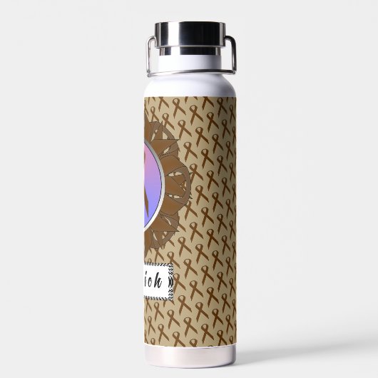 Bruin standaardlintje door Kenneth Yoncich Waterfles (Achterkant)