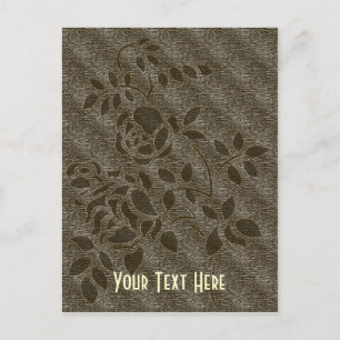 Bruin Stencil Rosebud Floral  Briefkaart