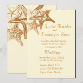 bruin strand op zee trouwuitnodiging kaart (Voorkant / Achterkant)