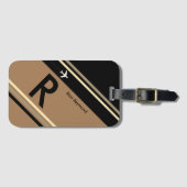 Bruin Strepen Monogram Gepersonaliseerd Bagagelabel (Voorkant (horizontaal))