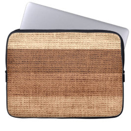 Bruin Stripes Burlap Rustic Jute Laptop Sleeve
