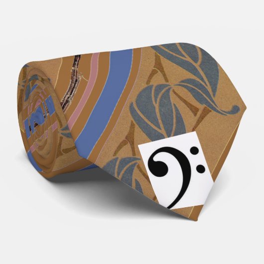 Bruin Stropdas met Art Noveau Leaf Print (Opgerold)