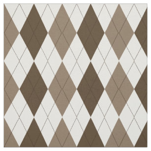 Bruin Suede White Diamond Argyle Pattern Stof