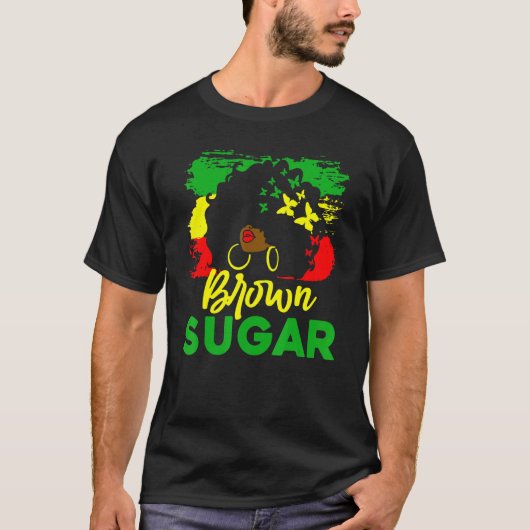Bruin Suikerzwart meisje Afrikaanse trots zwarte g T-shirt (Voorkant)