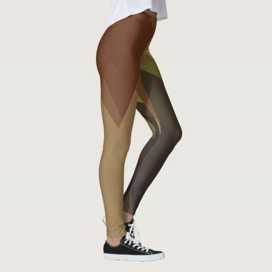 Bruin Tan Modern Geometric Pattern Leggings (Rechts)
