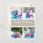 Bruin Tan Multi Photo Kerstfeestay Greep Briefkaart (Voorkant / Achterkant)