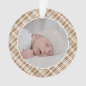 Bruin Tan Plaid Tartan Foto Kerst Keepsake Ornament (voorkant)