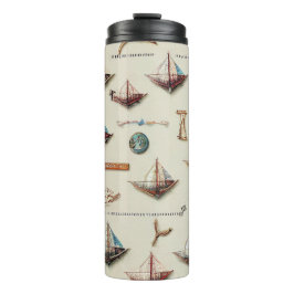 BRUIN & TAN VINTAGE NAUTISCHE THEMA TUMBLER THERMOSBEKER