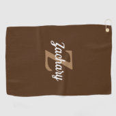 Bruin Tan White Monogram, gepersonaliseerd Golfhanddoek (Horizontaal)