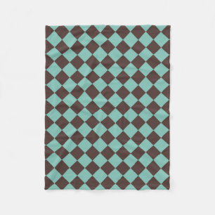 Bruin Teal Geruite Diamant Patroon Fleece Deken
