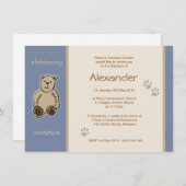 Bruin Teddy Bear Christening Uitnodigingen (Voorkant / Achterkant)