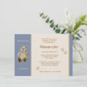 Bruin Teddy Bear Christening Uitnodigingen (Staand voorkant)