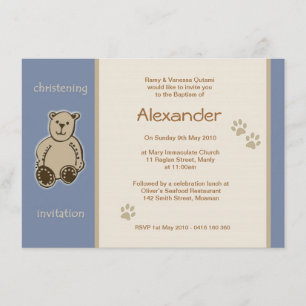 Bruin Teddy Bear Christening Uitnodigingen