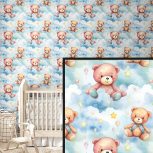 Bruin Teddy Beer Vrienden in Wolken Behang