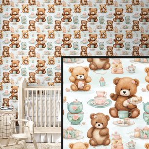 Bruin Teddy Beer Vrienden Thee Party Picknick Behang
