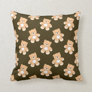 Bruin teddybeerpatroon kussen