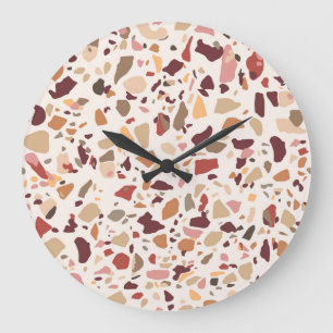 Bruin terrazzo: , trendy motief. grote klok