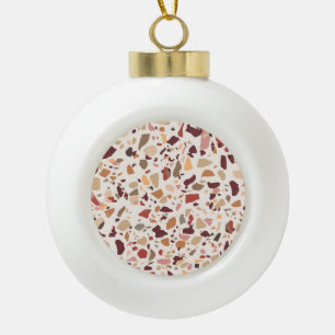 Bruin terrazzo: , trendy motief. keramische bal ornament